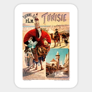 Vintage Travel Poster Tunisia Chemins de Fer Tunisie Sticker